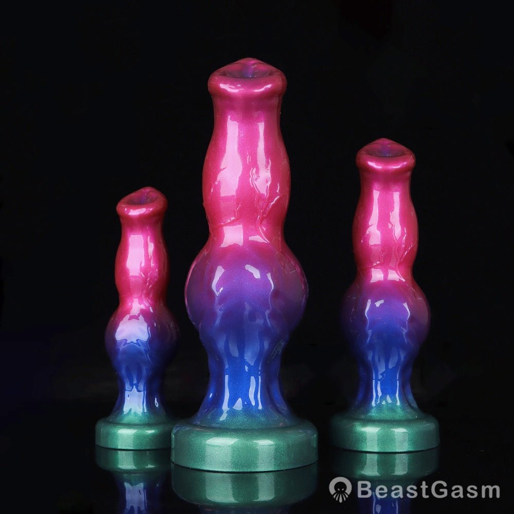 Slim Dog Rainbow Knot Dildo 🌈 Double Nodule Pleasure Toy - BeastGasm